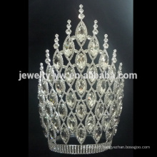 Glamourous full crystal grande couronne royale, grandes couronnes de concours de beauté, tiara de mariage en cristal